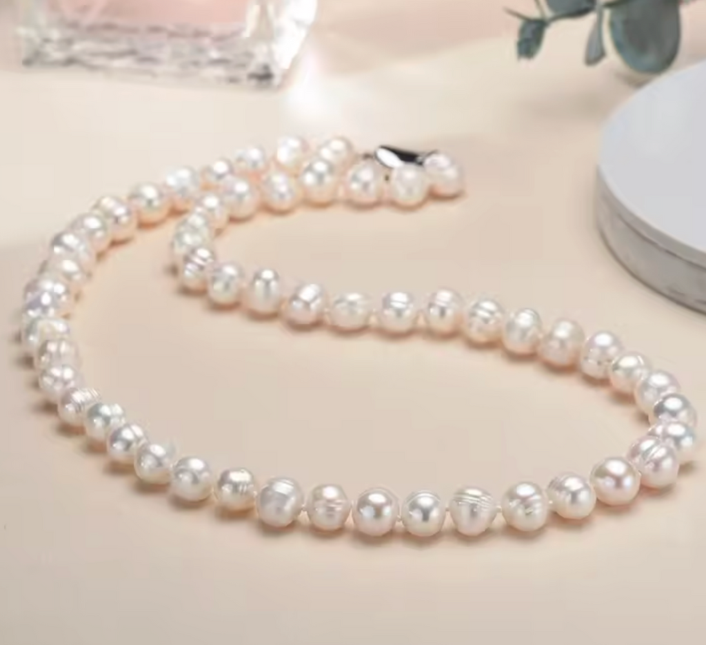 White Freshwater Cultured Baroque Pearl Necklace for Women