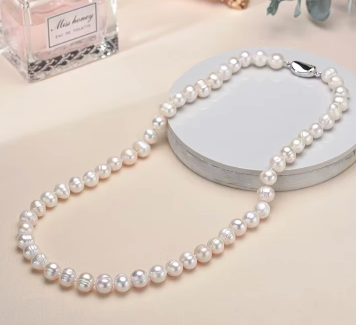 White Freshwater Cultured Baroque Pearl Necklace for Women