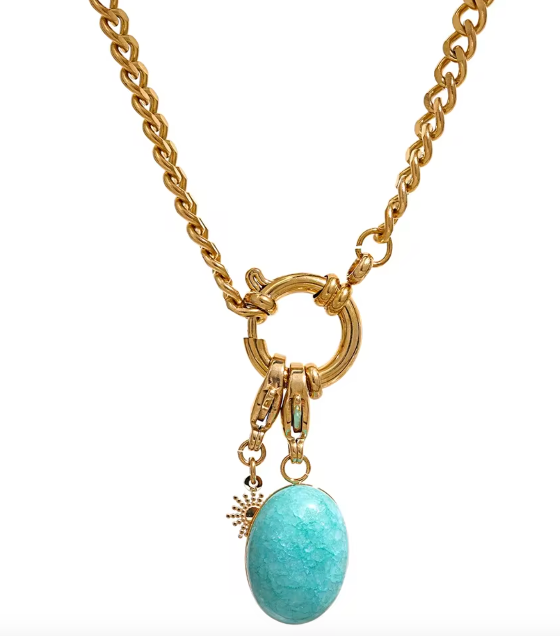Blue Natural Stone Star Chain Collar Necklace for Women