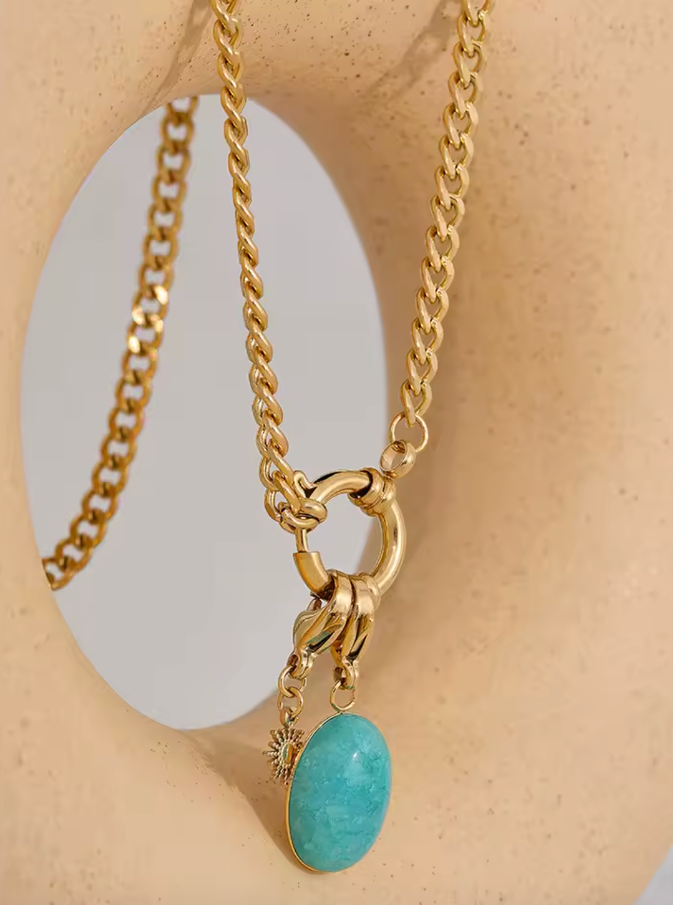Blue Natural Stone Star Chain Collar Necklace for Women