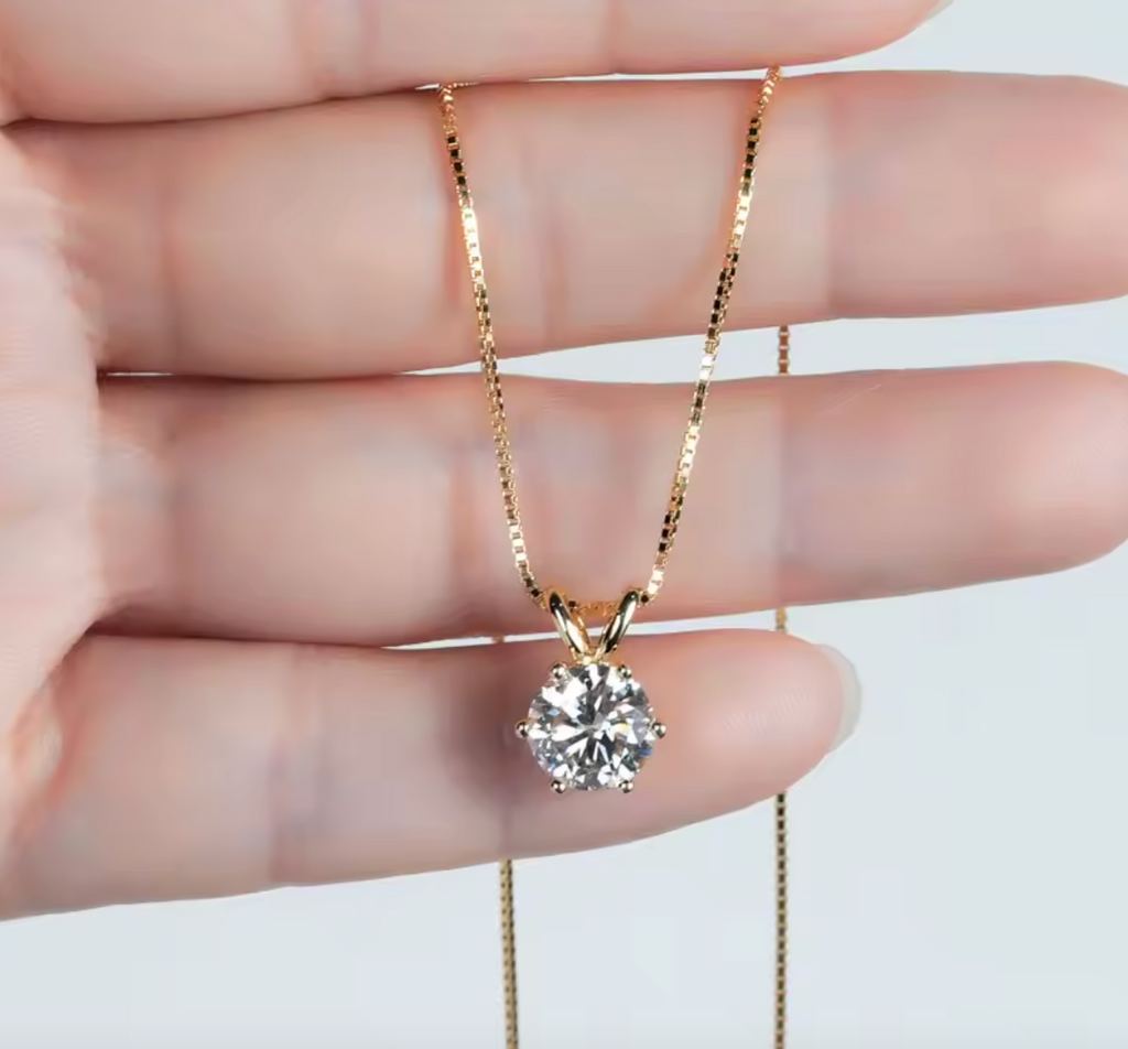 Certified 0.5ct–5ct Moissanite Solitaire Necklace