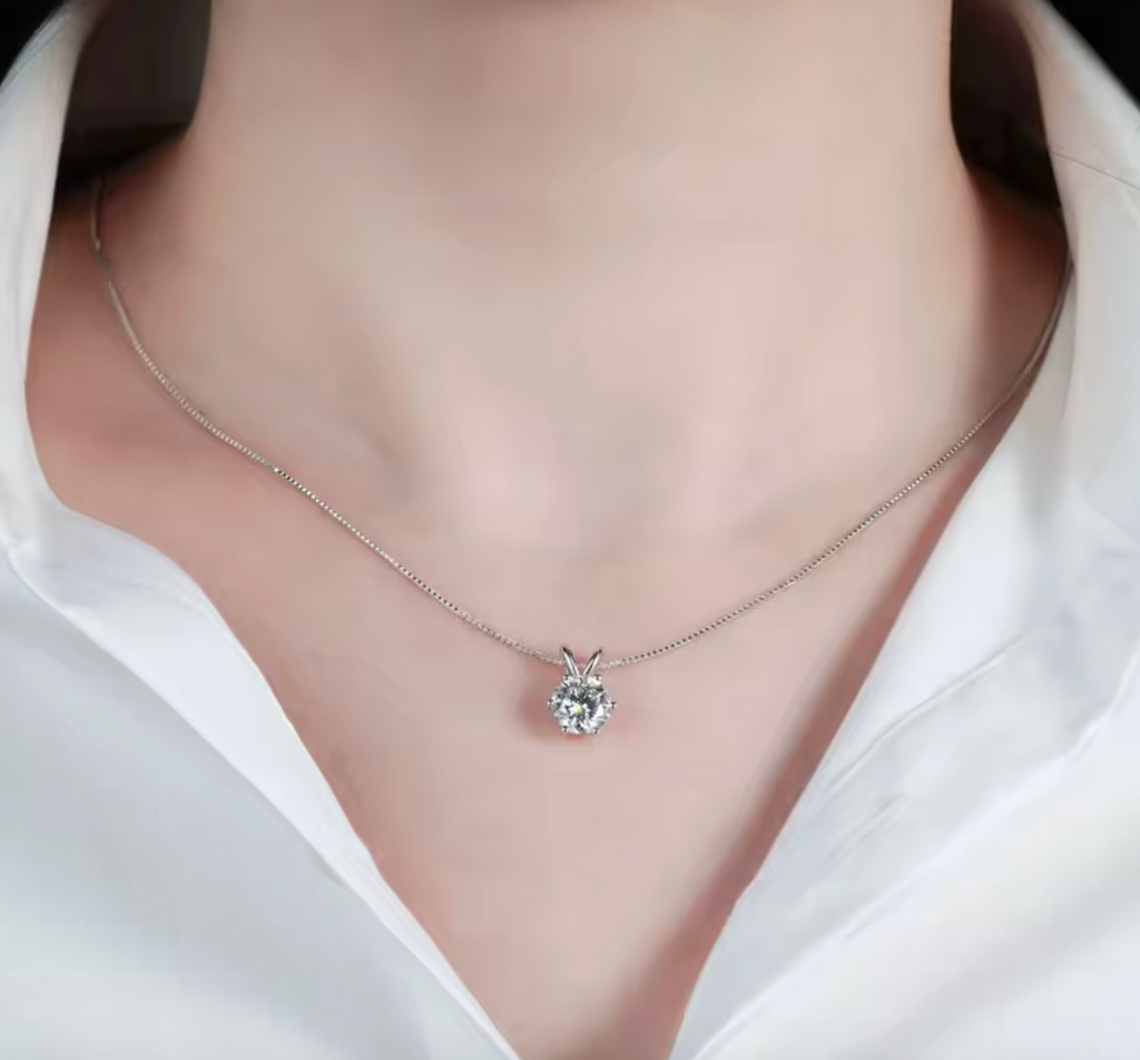 Certified 0.5ct–5ct Moissanite Solitaire Necklace