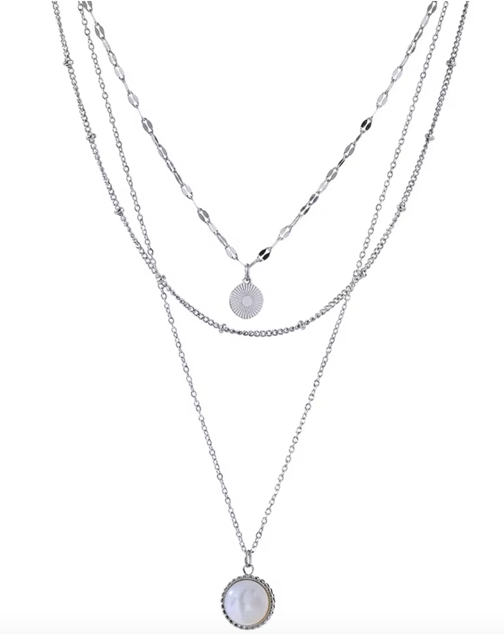 Bohemian Round Pendant Stainless Steel Necklace