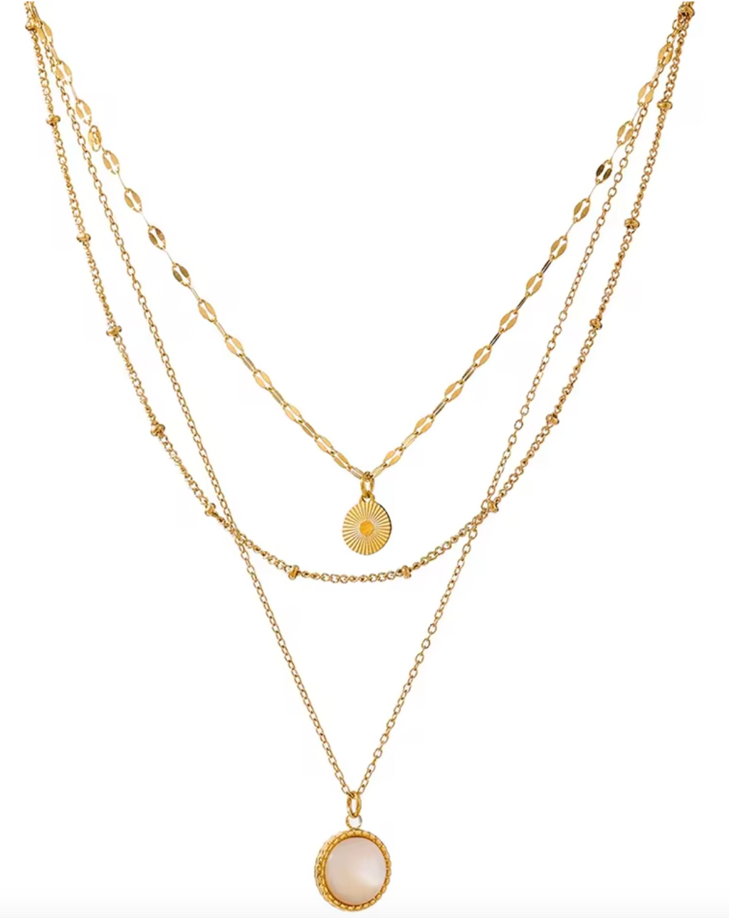Bohemian Round Pendant Stainless Steel Necklace