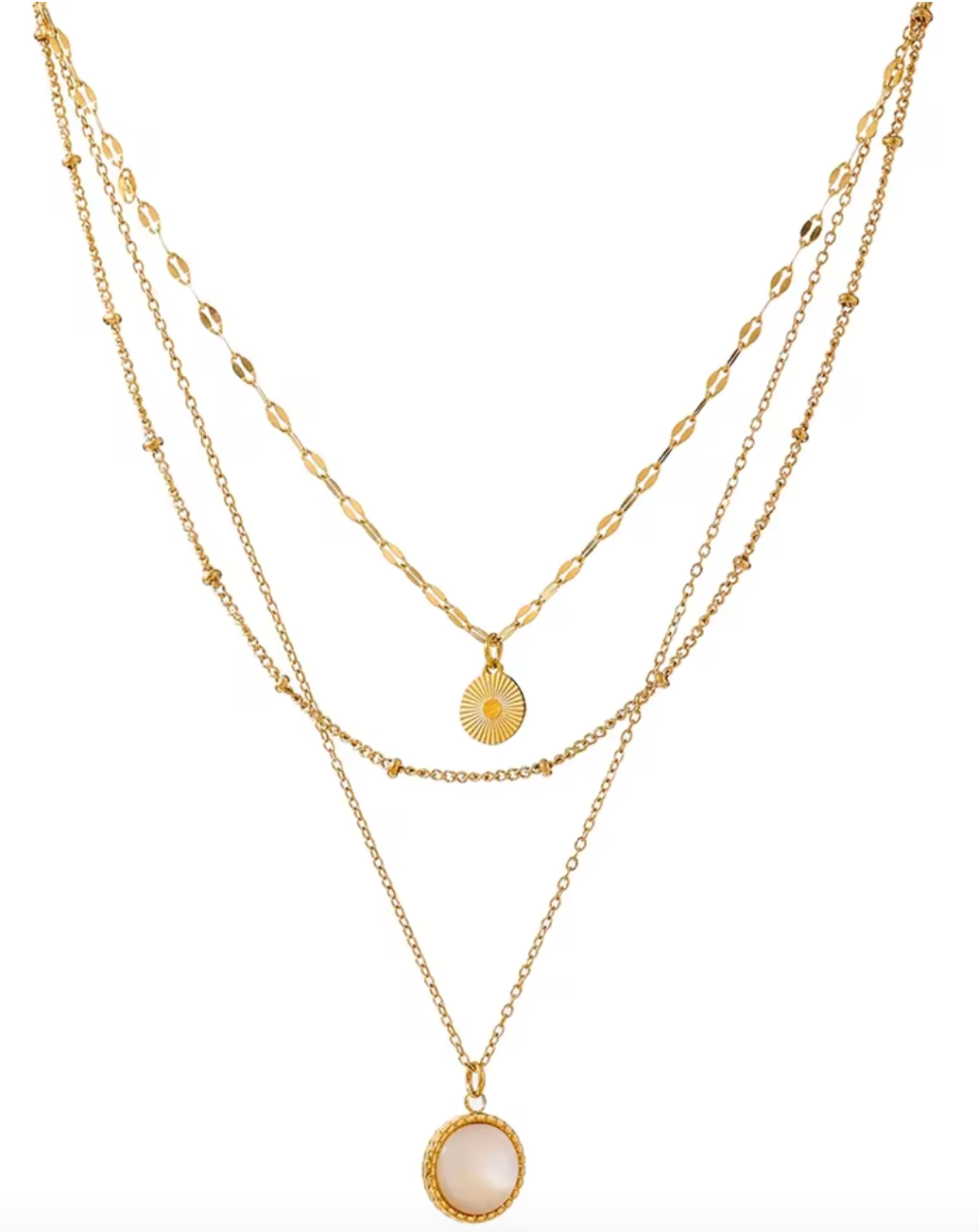 Bohemian Round Pendant Stainless Steel Necklace