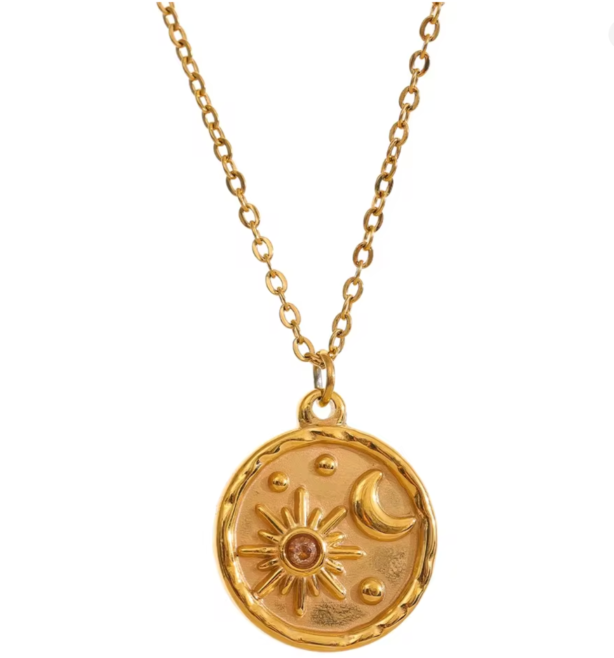 Celestial Moon Sun Round Pendant Necklace
