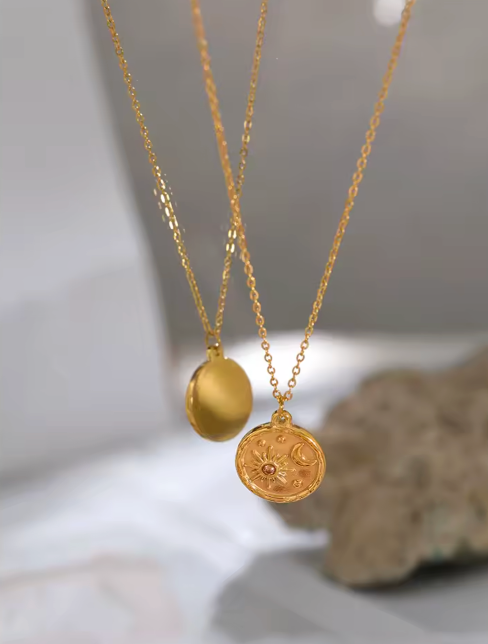 Celestial Moon Sun Round Pendant Necklace