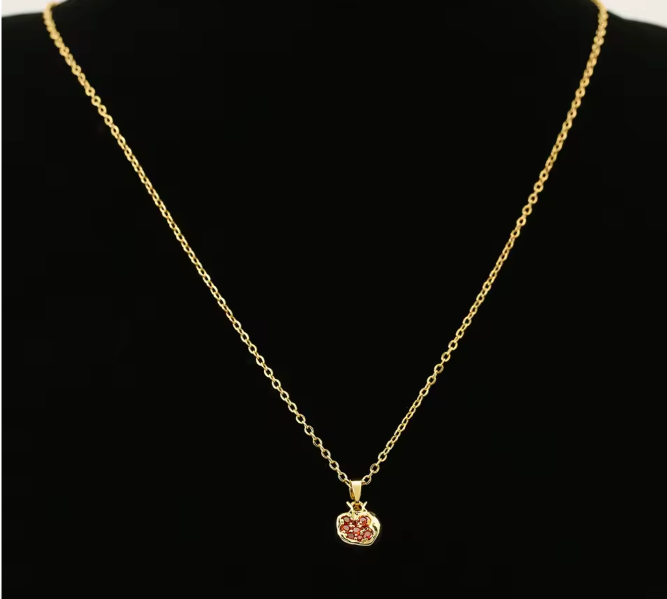 Stainless Steel Red Pomegranate Pendant Necklace