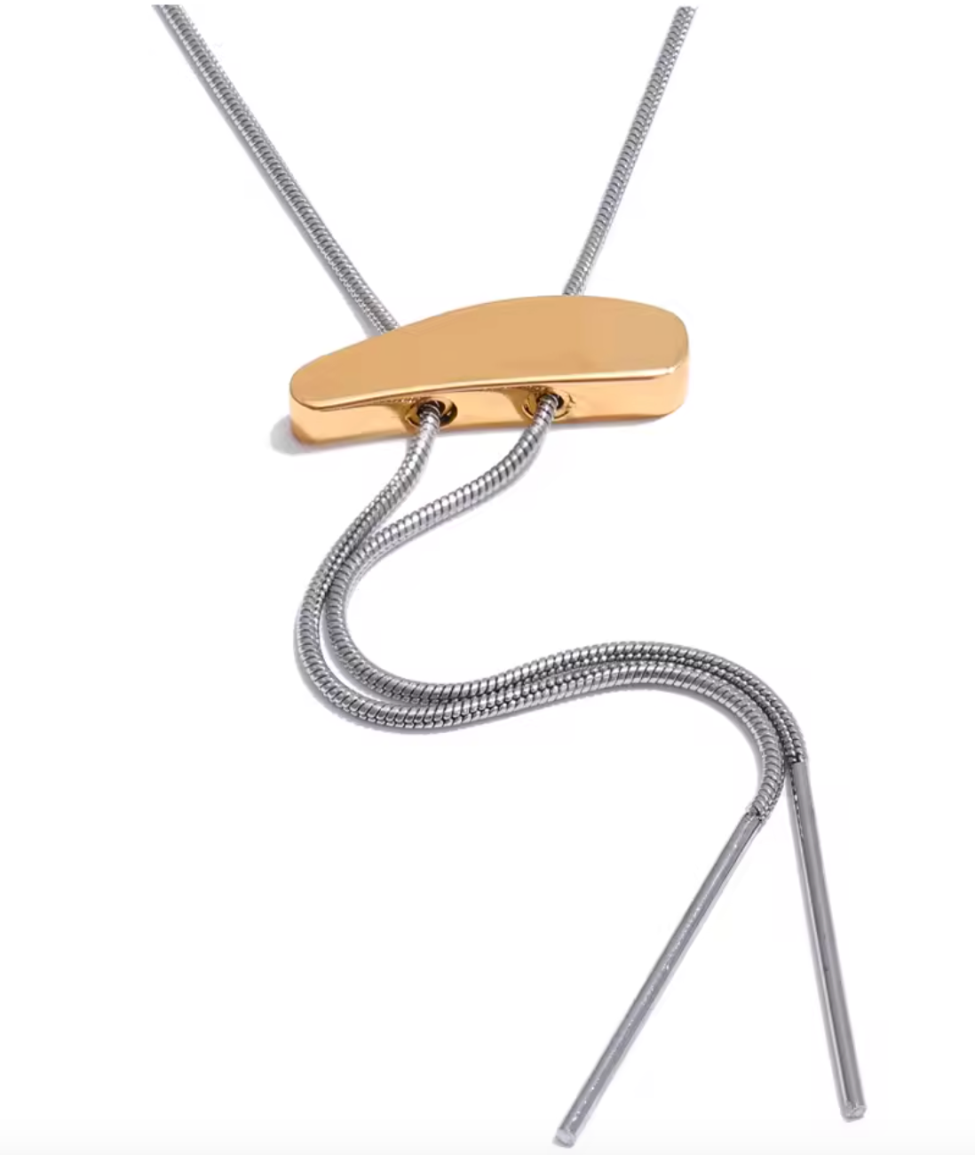 Stainless Steel Geometric Adjustable Long Sweater Chain Necklace