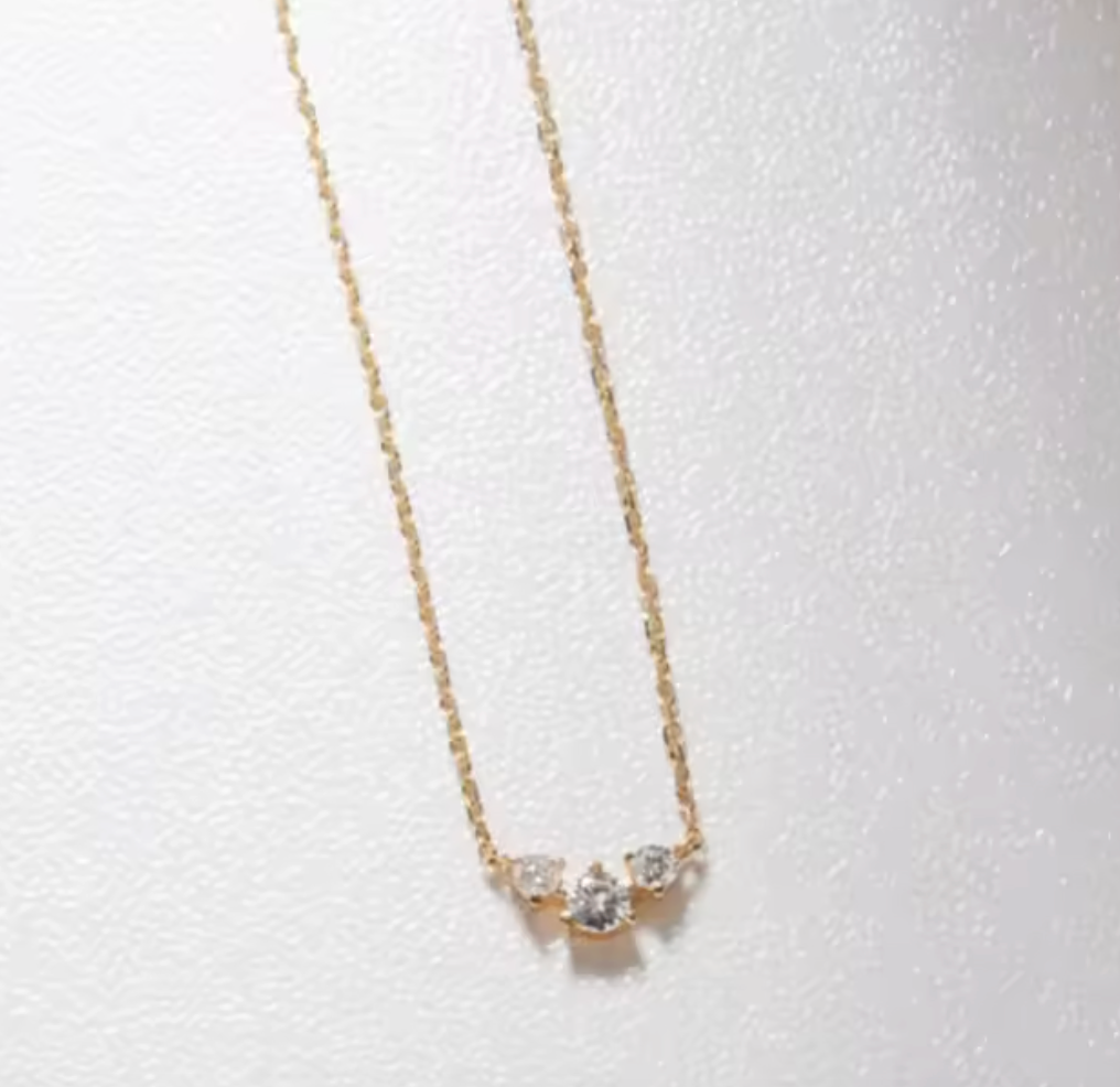 18K Gold Three 5A Zircon Pendant Necklace for Women