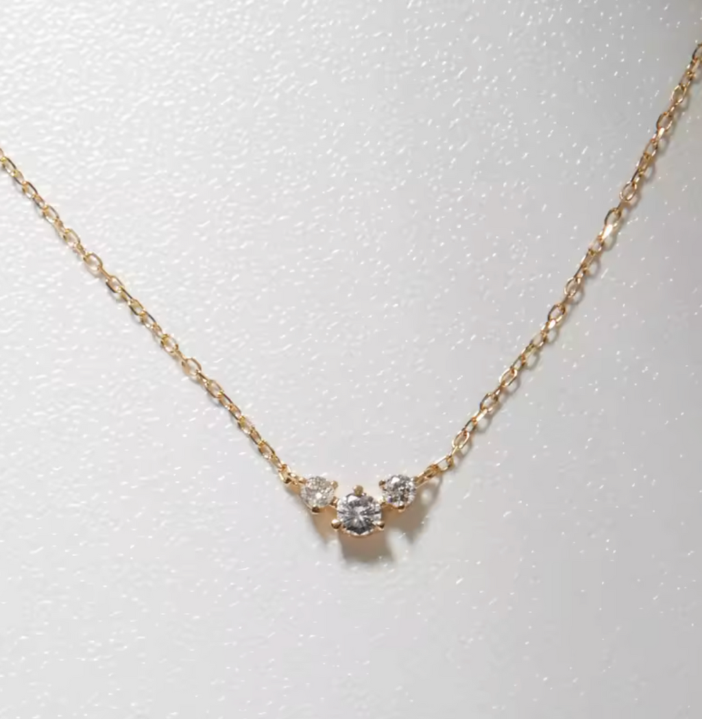 18K Gold Three 5A Zircon Pendant Necklace for Women