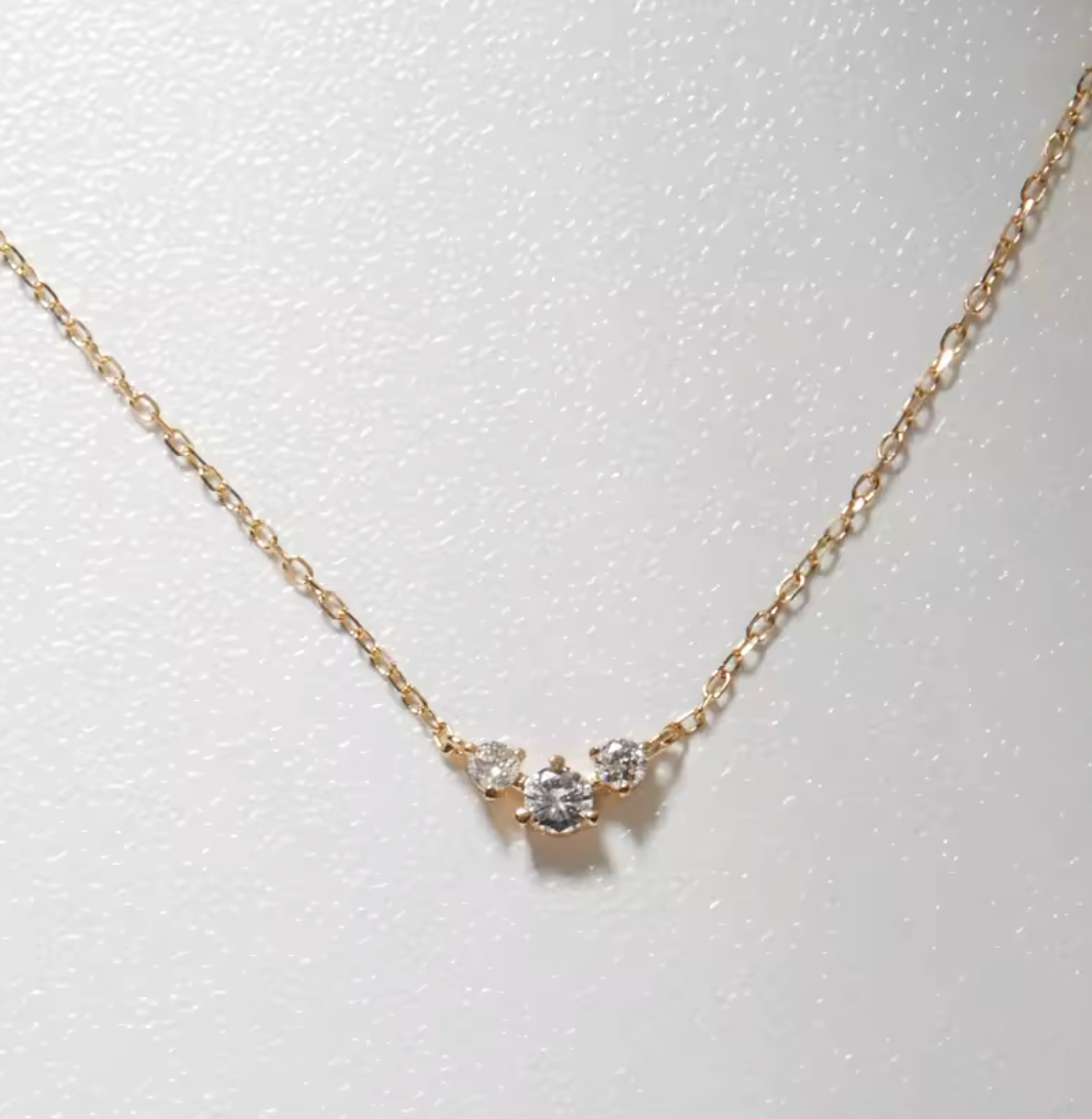 18K Gold Three 5A Zircon Pendant Necklace for Women