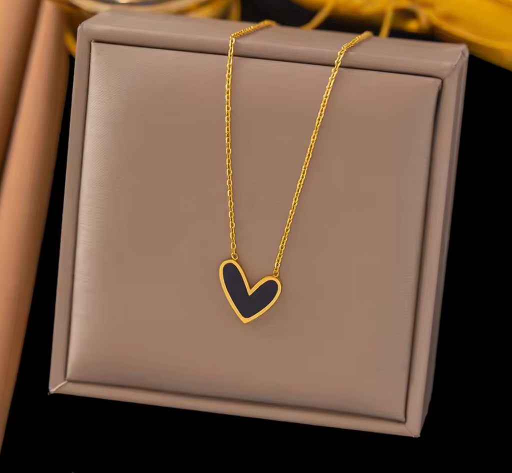 Stainless Steel Shell Love Heart Pendant Necklace for Women & Girls