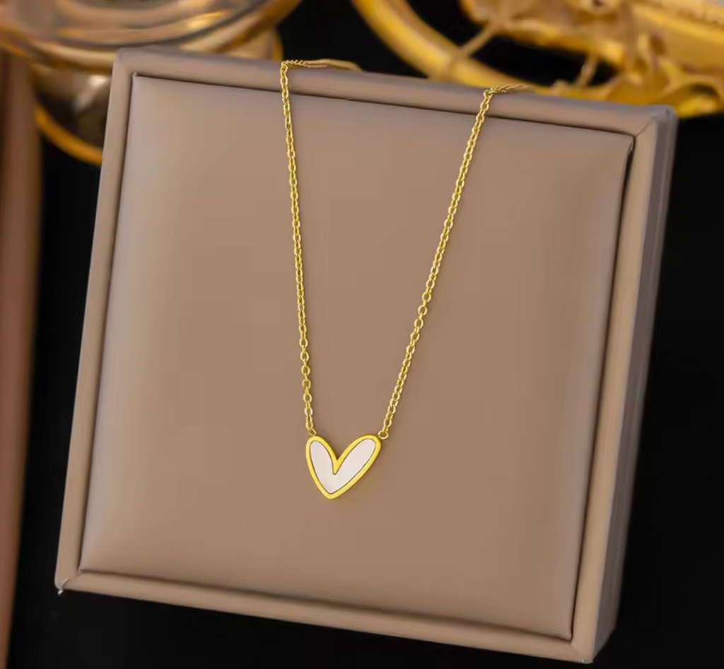 Stainless Steel Shell Love Heart Pendant Necklace for Women & Girls