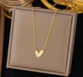 Stainless Steel Shell Love Heart Pendant Necklace for Women & Girls